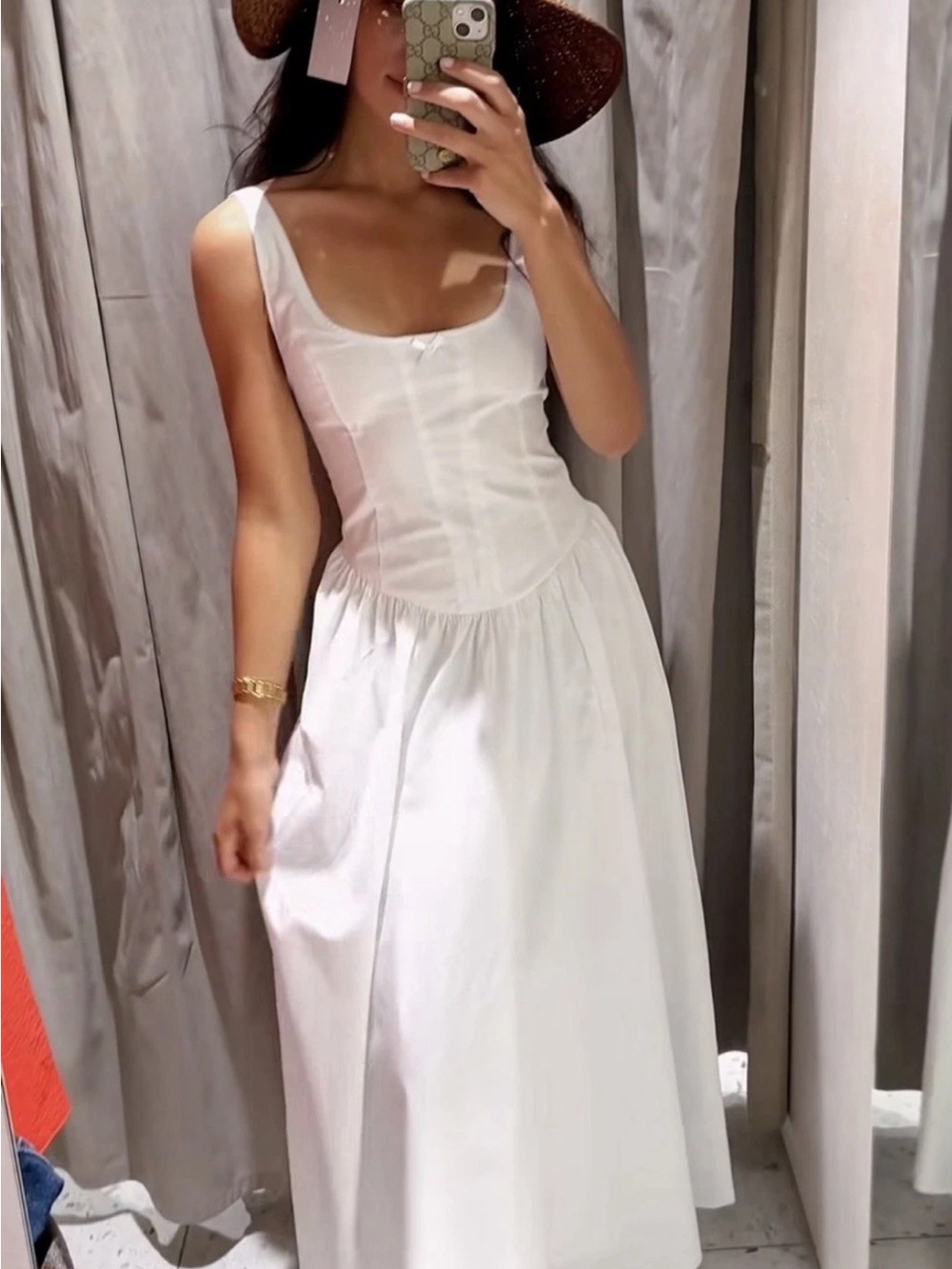 ZARA CORSET-STYLE POPLIN MIDI DRESS - Picture 12 of 16